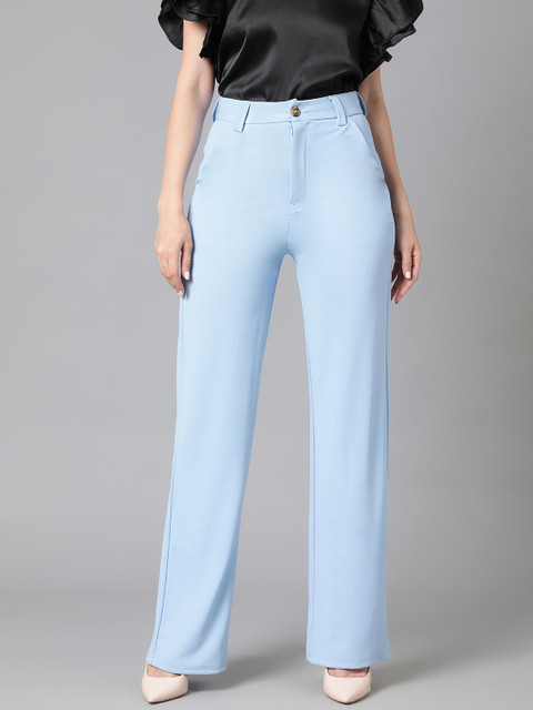 KOTTY Regular Fit Women Light Blue Trousers
