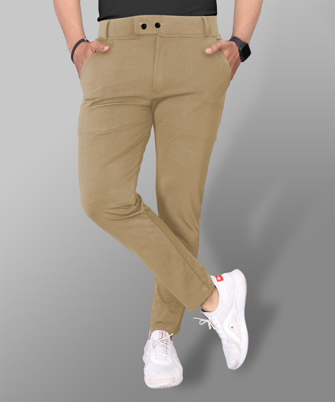 COMBRAIDED Slim Fit Men Khaki Trousers Buy COMBRAIDED Slim Fit