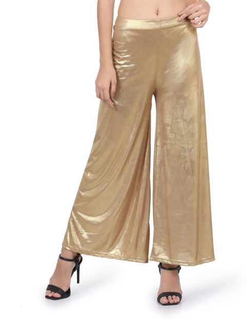 Kanna Fabric Loose Fit Women Gold Trousers