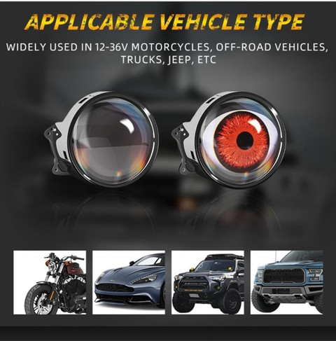 Auto MT Devil Eye Light for Car USB Led-Headlight wid Remote 12V