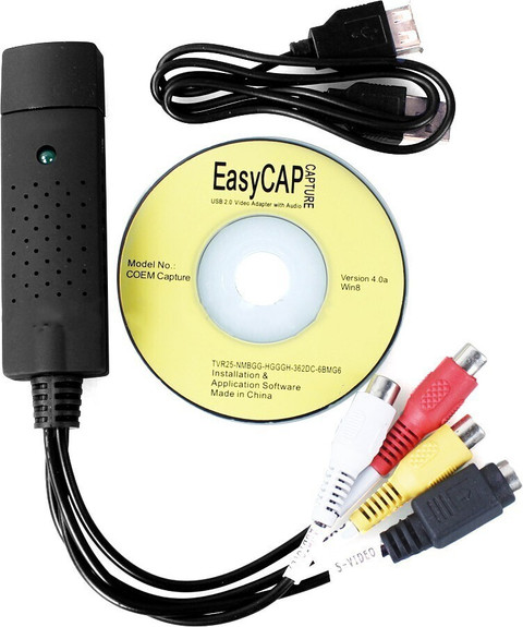 EASYCAP TV-out Cable High Quality USB Video Audio Capture Card  Adapter Composite RCA Input for TV DVD VHS Video Cable (Black)