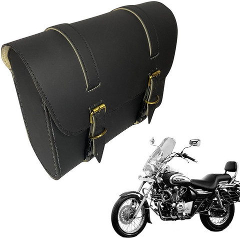Dhe Best Bike Saddle Bag Waterproof Golden Buckle for Bajaj Avenger 220  Cruise Saddle Bag Black Leather Motorbike Saddlebag
