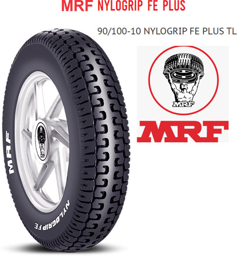 MRF 90/100-10 53J NYLOGRIP FE PLUS TL 90/100-10 53J TL Front Rear Two  Wheeler Tyre