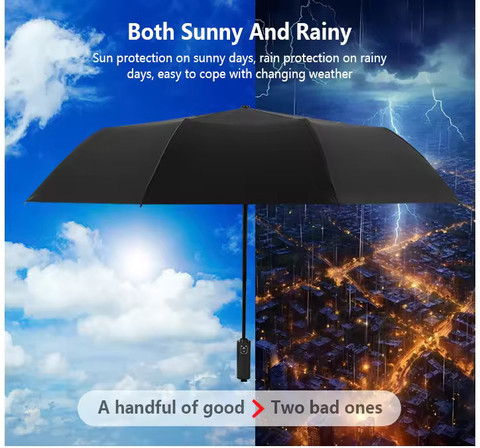 EVACO 3-Fold Umbrella Windproof,Compact Easy Auto Open Close Umbrella  (Black) Umbrella