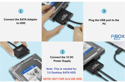 pibox india USB to SATA with 12V DC adapter for SSD/HDD