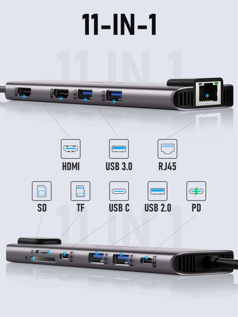Lemorele USB C Dual HDMI Docking Station 11 in Dual Hub Suitable