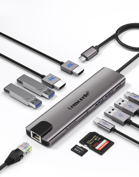 Lemorele USB C Dual HDMI Docking Station 11 in Dual Hub Suitable