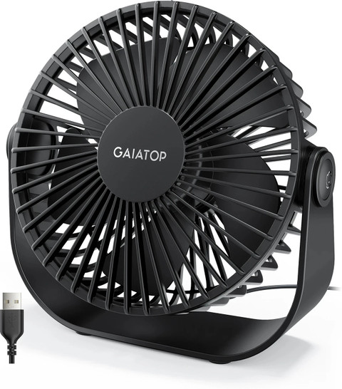 Gaiatop Small Desk Fan, Speeds Portable Fan with Strong Airflow, Inch  Quiet Table Fan, 90° Rotate Personal Cooling Fan USB Fan