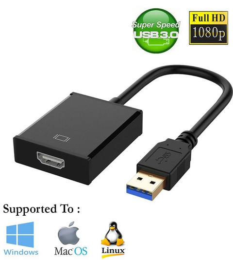 microware HDMI Adapter, Laptop Mini PC HD Monitor Smart LED TV Second  Display Adapter USB to HDMI Adapter, Laptop Mini PC HD Monitor Smart  LED TV