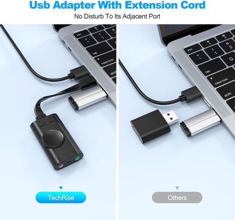 TECHGEAR USB Sound Card Adapter Splitter Converter with Volume Control ...