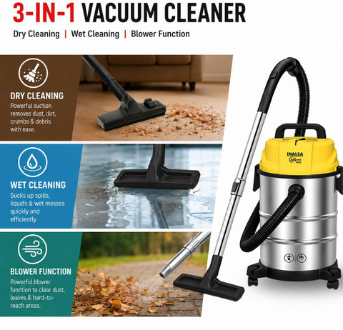 ブラシ Inalsa Micro WD 20 Wet & Dry Vacuum Cleaner Comes with a Carpet
