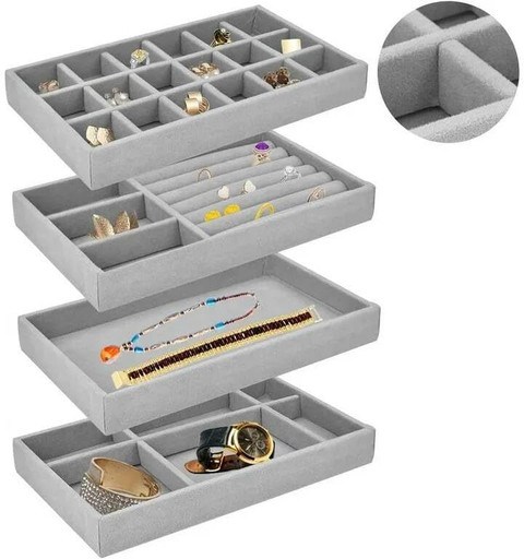 PRSVIKE Layer Velvet Jewelry Trays Organizer For Drawers
