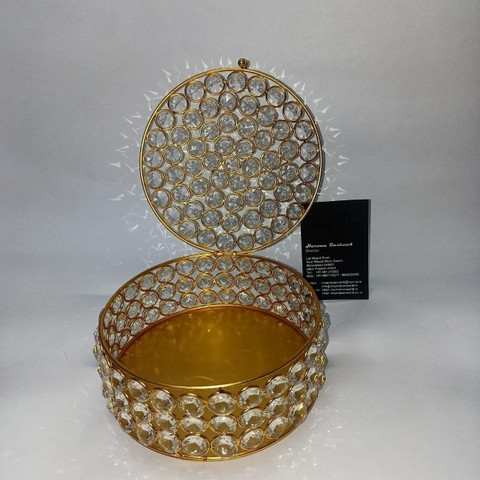 Inspiration World Crystal Round Shape Jewelry Box Christmas Gifts,  jewellery box, Gift boxes, wedding gift, presents, empty box Vanity Box