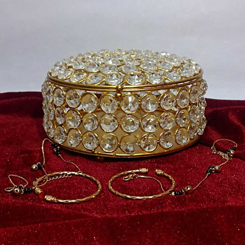 Inspiration World Crystal Round Shape Jewelry Box Christmas Gifts,  jewellery box, Gift boxes, wedding gift, presents, empty box Vanity Box