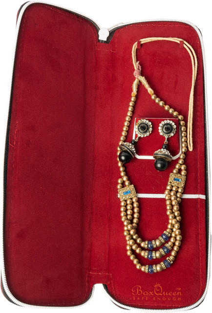 Box Queen Red Velvet Jewel Jewellery Zip Purse Pouch For Long Necklace  Chain and Earring Easy to Store Long Necklace Chain Earring and,Simple  necklace