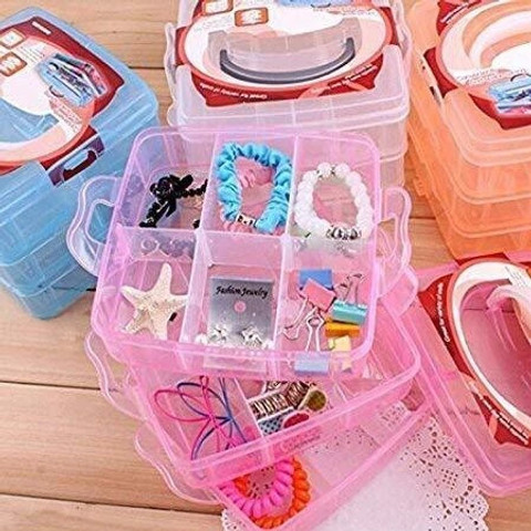 XYJIQS Layers 18 Grid Plastic Transparent Jewelry Storage Box Portable  Jewelry Box Accessories for Earrings Ring mekeup, Jewelry Vanity Box  (White)