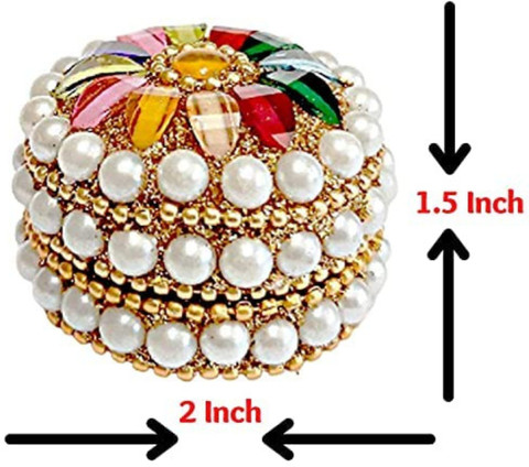 Santarms Handmade Golden Small KumKum Box Handcraft Sindoor Box