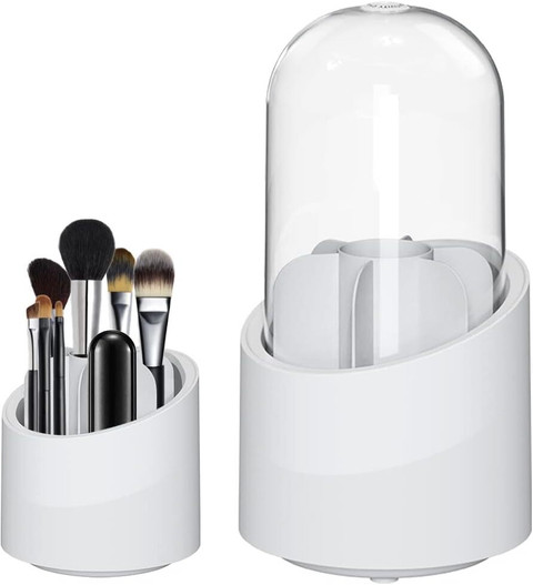 FosCadit Makeup Brush Holder Container, 360° Rotating Cosmetic