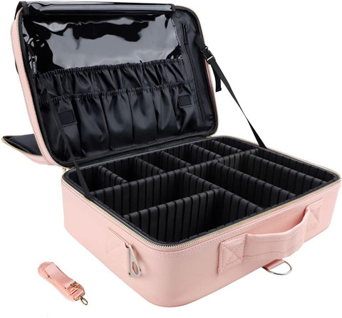 TOURTIER Portable Cosmetic Organizer with Shoulder Straps Multi