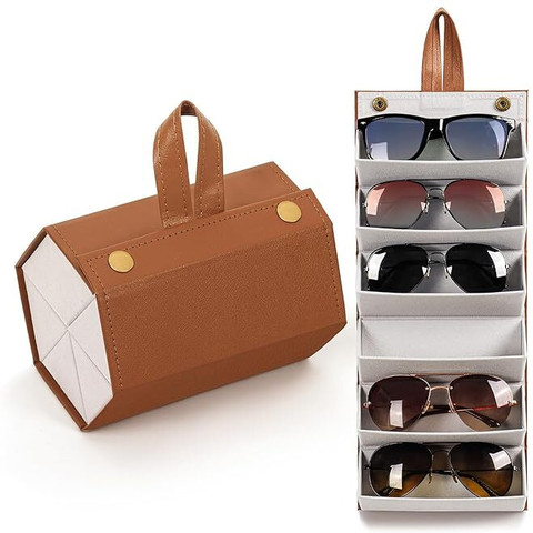 Uratech Sunglasses Organizer Slots Compact Travel Glasses Case Multiple  Pairs Eyeglasses Storage Box Hanging Eyewear Holder Vanity Box