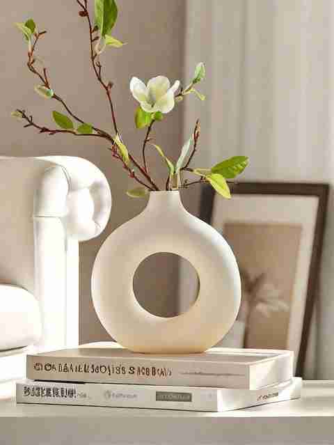 kreative homes Ceramic Ring Shape Planter Pot for Indoor Outdoor