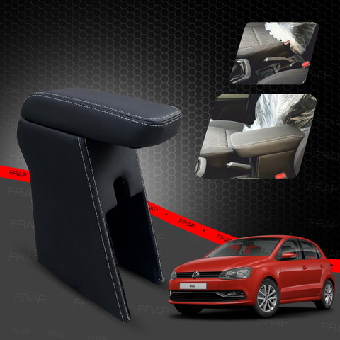Frap Premium Armrest For Volkswagen Polo with Moulded Foam(Nappa,White  Stitching) Car Armrest
