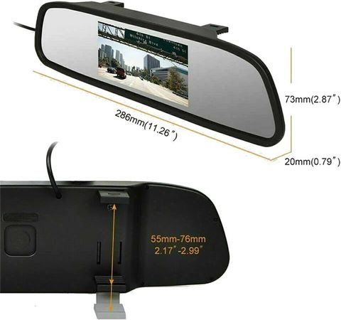 Digital Reverse Mirror LOVMOTO 4.3 TFT LCD Car Rear View Mirror Monitor Kit With Reverse ...