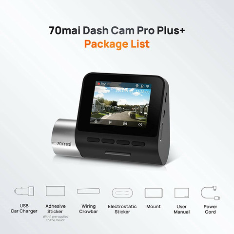70MAI Pro Plus+ A500S Dual Channel,2.7K,Built-in GPS Logger,Route