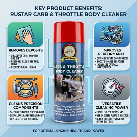RUSTAR Carb & Throttle Body Cleaner Spray (Pack of 3, 450ml) - Image 8