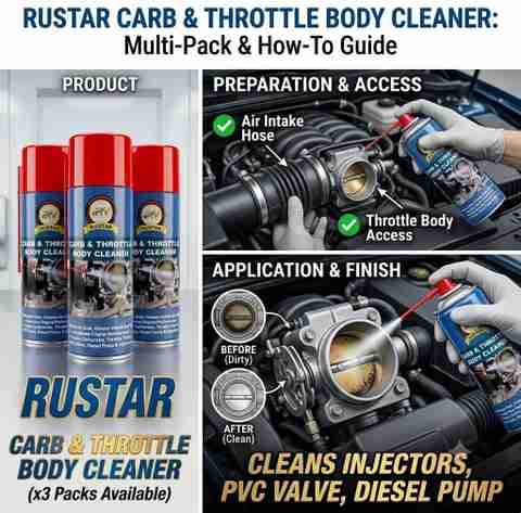 RUSTAR Carb & Throttle Body Cleaner Spray (Pack of 3, 450ml) - Image 5