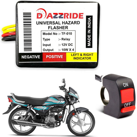 DAZZRIDE Front, Rear, Side LED Indicator Light for Hero HF Deluxe,  Universal For Bike