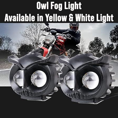 WROXTER SSLG OWL Shape LED Fog Yellow-White light Low High Beam Fog Lamp  Motorbike, Car LED (12 V, 20 W)