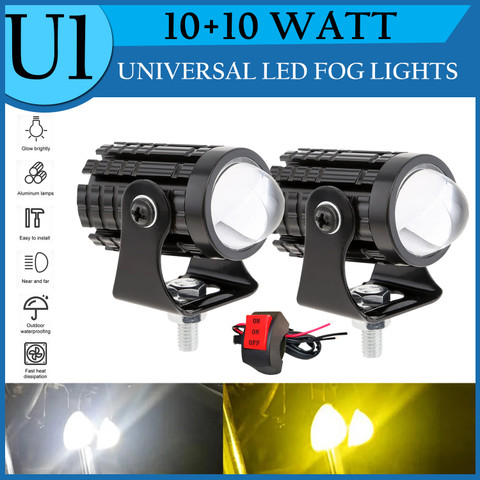 Otoroys U1 LED Fog Lamp Wthe Three Line Switch Fog Lamp Car, Motorbike LED  for KTM, Bajaj, Royal Enfield, Hero, Honda, Suzuki, Yamaha (12 V, 20 W)