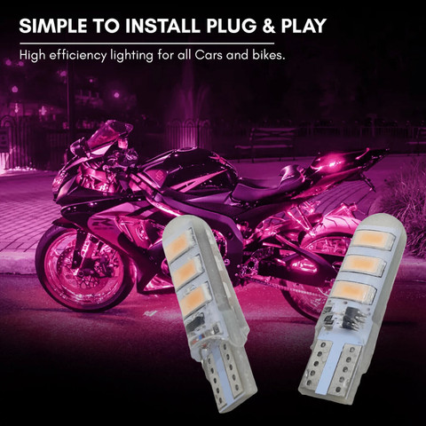 AutoPowerz T10 Pink Color Flashing Parking LED Bulb Parking Light