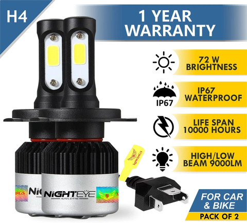 Miwings H4 Genuine 9000LM 6500K LED Bulbs Auto Driving Lamp 2 Led