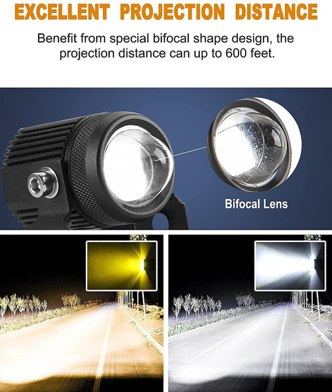 Znee Smart Heavy Metal Mini Drive Fog Light White and Yellow For