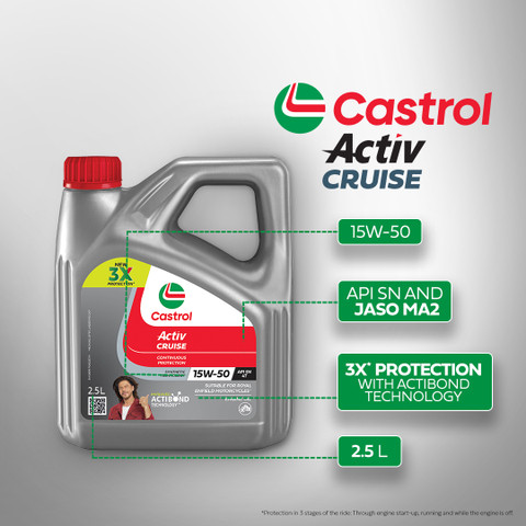 Castrol Activ CRUISE 15W-50 4T for Royal Enfield Bikes 3X
