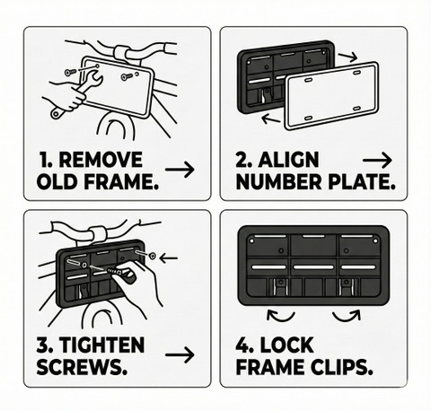 spaziogold Suzuki Access 125 Metal Number Plate Frame Heavy Duty