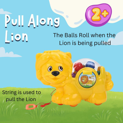 zokato Pull Along Leo Toy with Sound for Toddlers, and Preschool