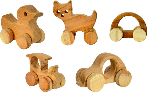 little ginnie Neem Wooden Wheel Toys Unique Shapes Wooden Car