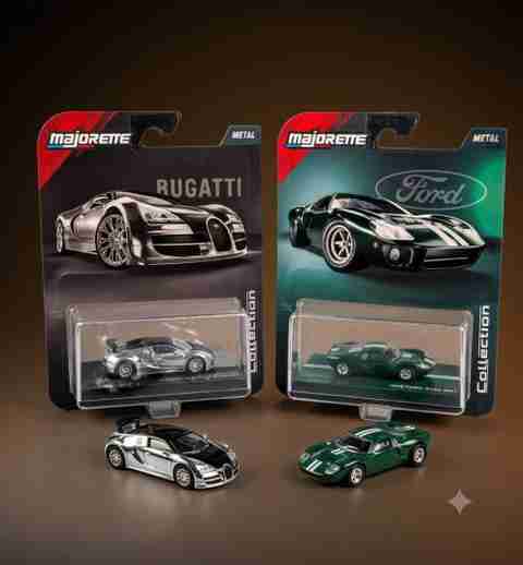 Majorette Bugatti Veyron Super Sport and Ford GT40 MK1 Set of 2 (Silver, Green, Pack of: 2) - Image 2