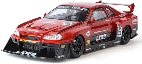 Just craft 1/24 Nissan GTR R34 Skyline LBWK Diecast Metal Racing Model Car  with Sound Light