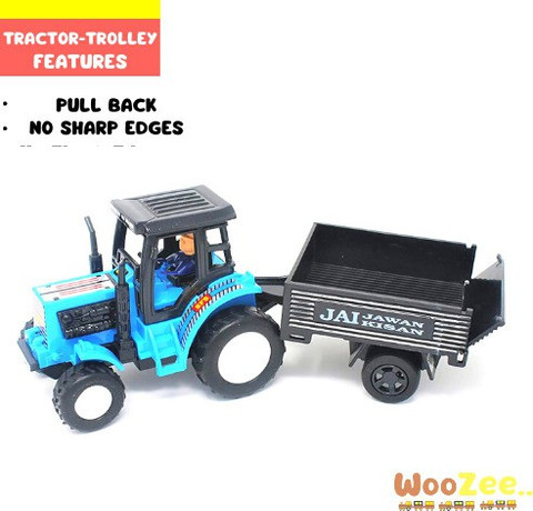 WooZee TRACTOR TROLLEY Miniature Pull Back Tractor TRACTOR