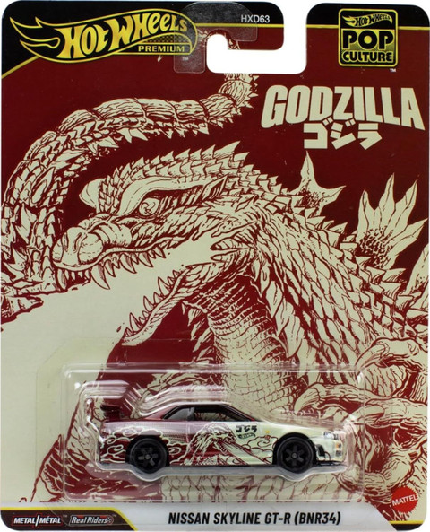 ホットウィール　R34スカイラインGT-R ゴジラ　hotwheels HOT WHEELS Pop Culture Nissan Skyline GT-R BNR34 Godzilla Theme