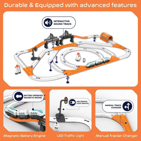 BOOGYWOOGY 135-Piece Space Adventure Train Set with USB Type-C