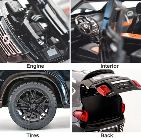 FUNABLO 1/24 Nissan Patrol SUV Diecast Model Car Toy Collection