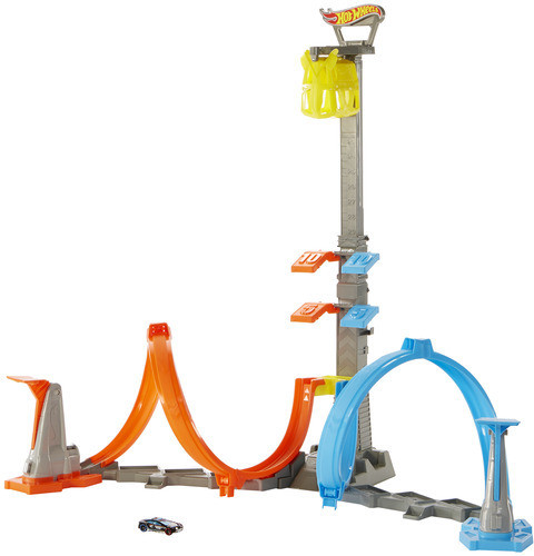 HOT WHEELS Loop Launch Track Set with Adjustable 2-Foot-Tall
