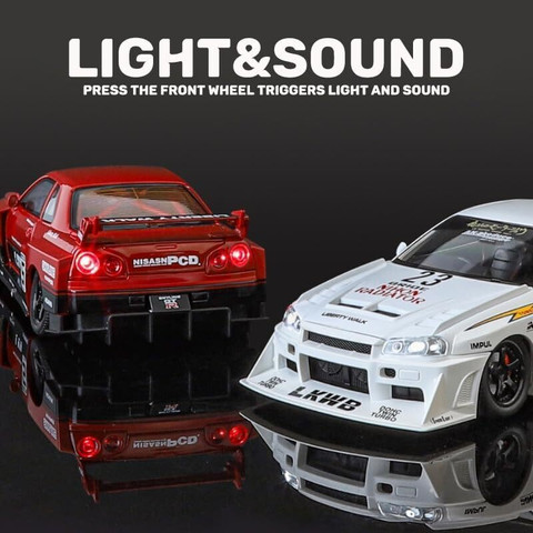 ARNIYAVALA 1:24 Nissan Skyline GTR-R34 S15 Diecast Model Metal