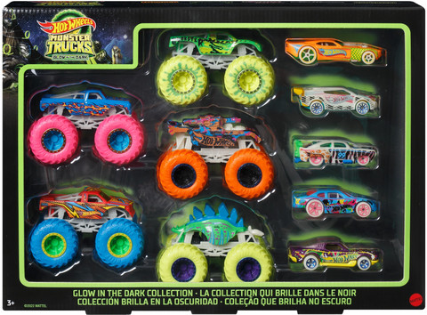 HOT WHEELS Monster Trucks Glow in the Dark (5 Monster Truck 1:64 Scale  Car)