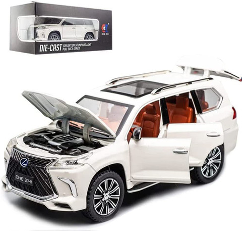 deoxy 1:24 Big Lexus LX570 SUV 6 Open Doors Metal Car Toy, Sounds